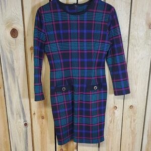 Vintage 1990s Plaid Sweater Dress Size 4P MsChoice California